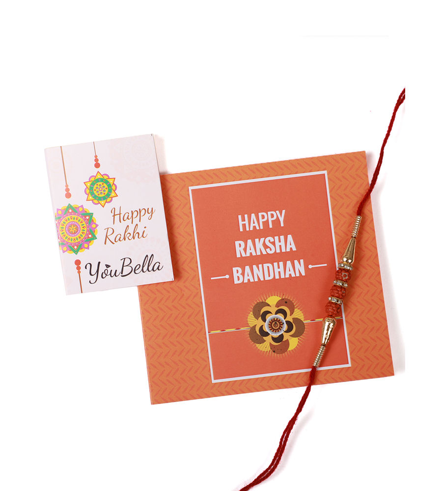 YouBella Rakhi and Greeting Card Combo for Brother (Multi-Colour) (YBRK_78)